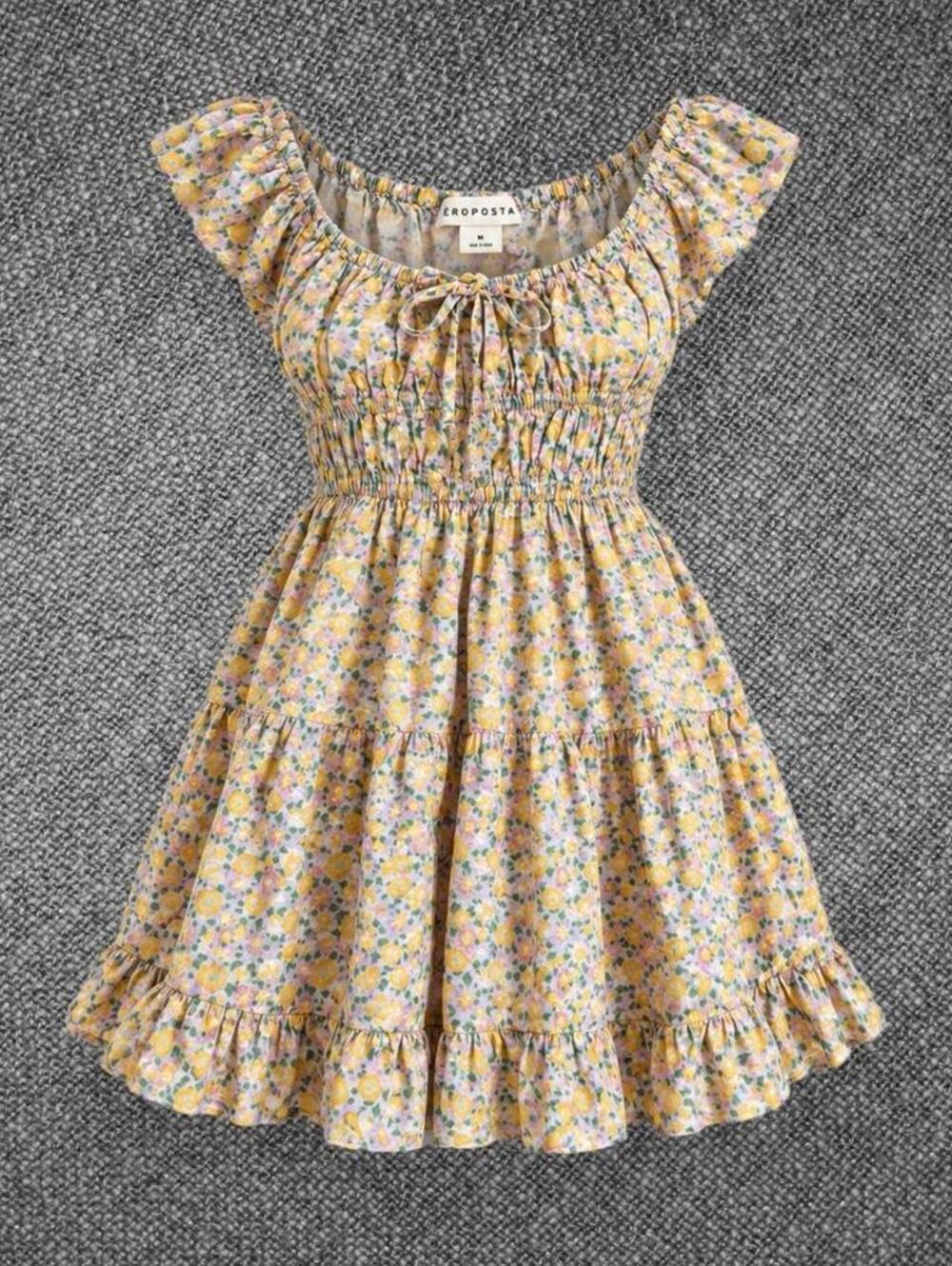 Aeropostale Floral Smocked Tiered Mini Dress Size M